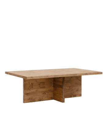 Mesa de centro de madera maciza en tono roble oscuro de 120x70cm