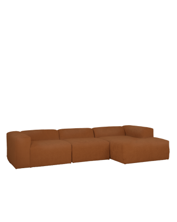 Sofá de 3 módulos con chaise longue de bouclé color cobre 330x172cm