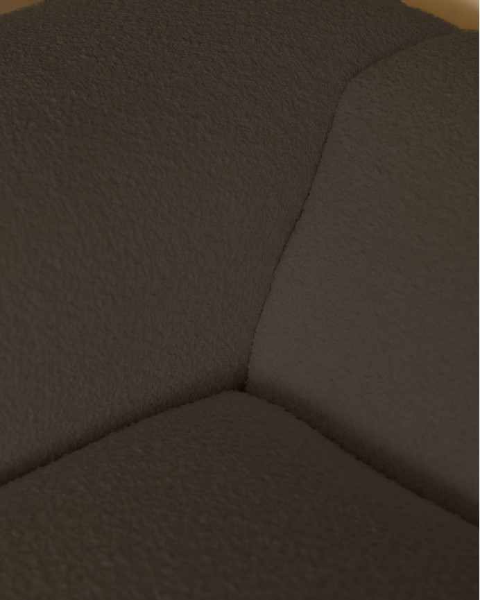 Sofá de 3 módulos con curva de bouclé color gris oscuro 320x110cm