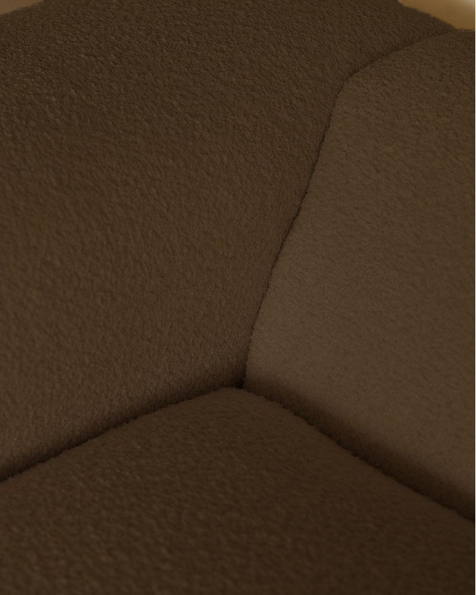 Sofá de 4 módulos de bouclé color marrón 420x110cm