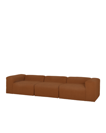 Sofá de 3 módulos de bouclé color cobre 330x110cm