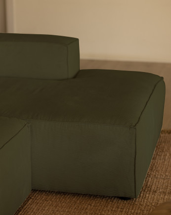 Sofá con chaise longue de pana color verde varias medidas