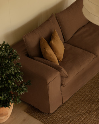 Sofá de lino desenfundable color teja varias medidas