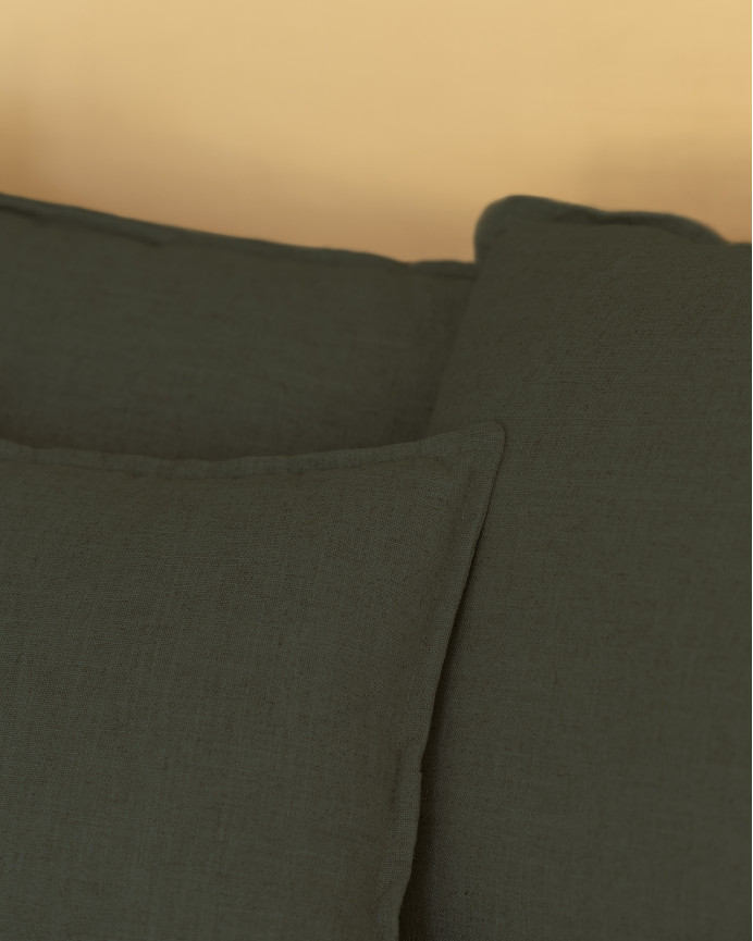 Funda para sofá con chaise longue derecho de algodón y lino color azul de varias medidas