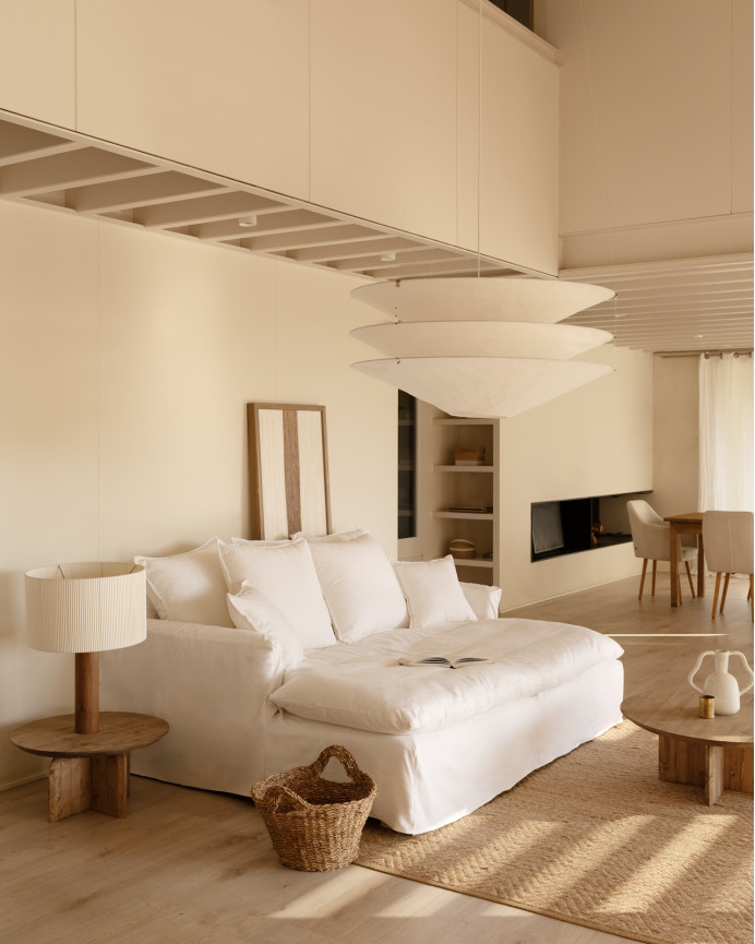 Funda para sofá fondo largo de algodón y lino color blanco de varias medidas