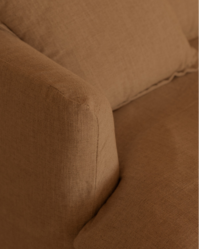 Funda para sofá fondo medio de algodón y lino color teja de varias medidas