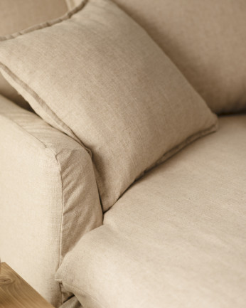 Funda para sillón de algodón y lino color beige de 115x170cm