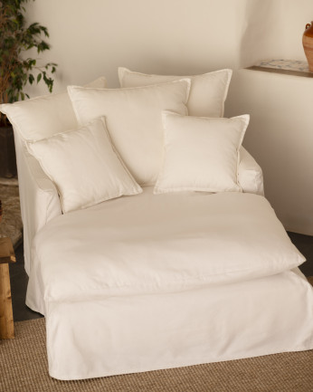 Funda para sillón de algodón y lino color blanco de 115x170cm