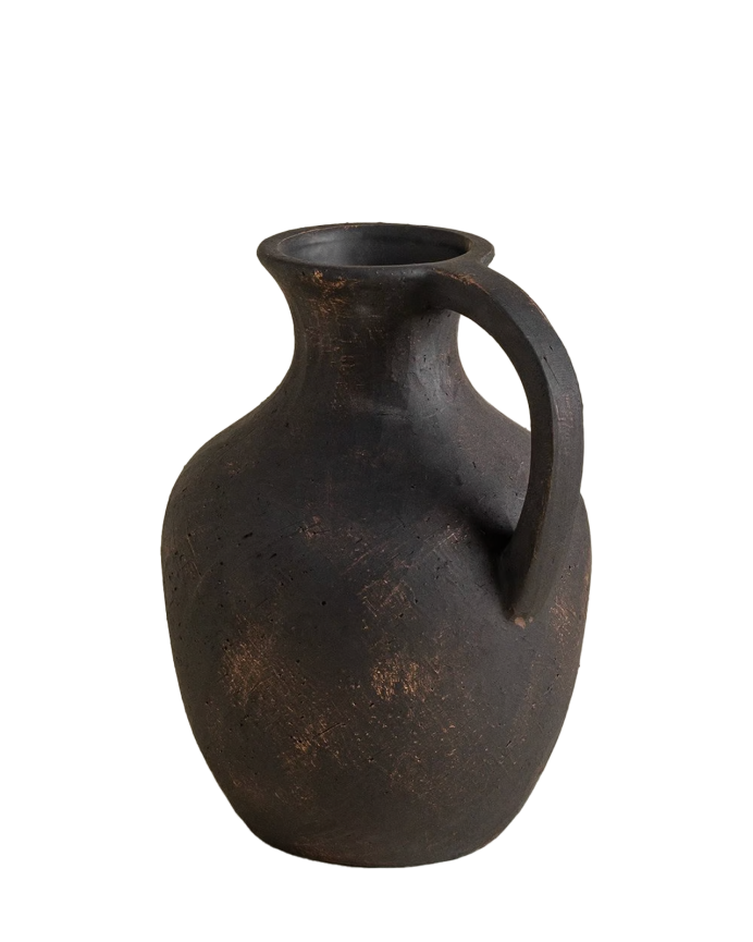 Jarrón de cerámica color negro de 25x20,5cm 