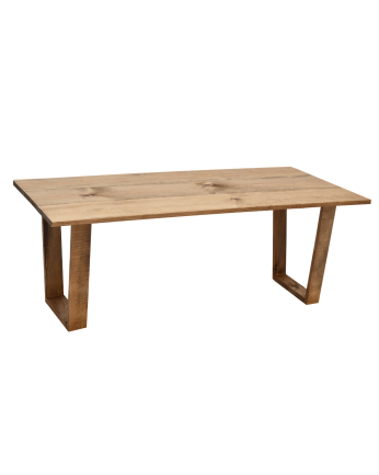 Mesa de centro de madera maciza acabado roble oscuro de 120x60cm