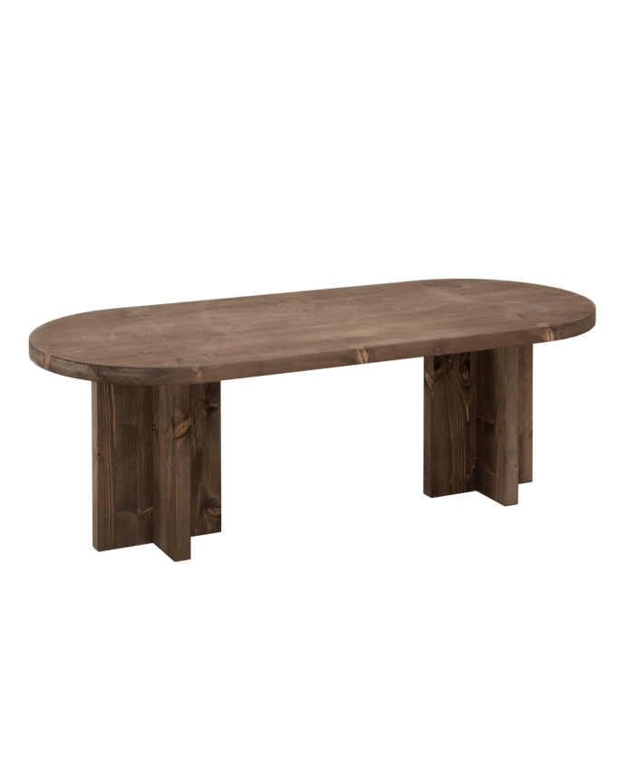 Mesa de centro de madera maciza en tono nogal de de 120x40cm