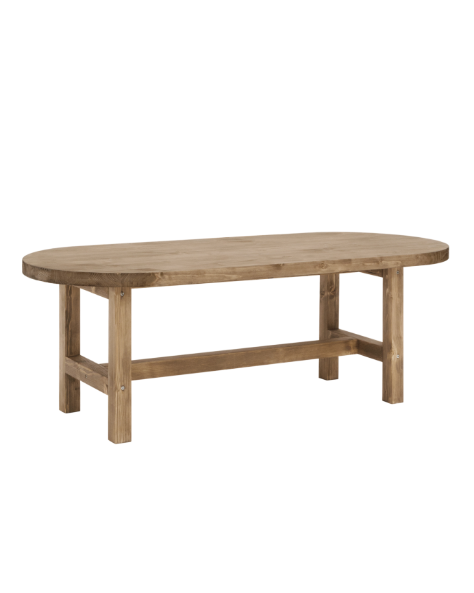 Mesa de centro de madera maciza en tono roble oscuro de 120x40cm