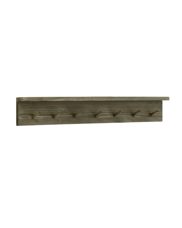 Colgador de pared de madera maciza en tono verde de 61x9,5cm