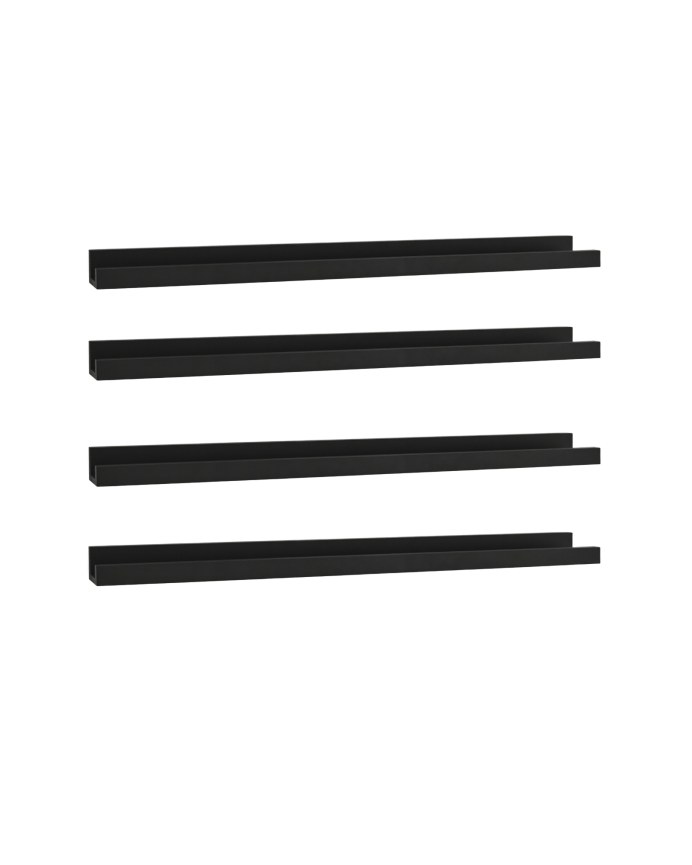 Pack 4 estantes de madera maciza flotante tono negro varias medidas