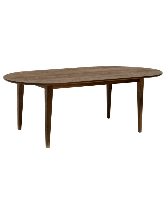 Mesa de comedor de madera maciza ovalada en tono nogal de varias medidas