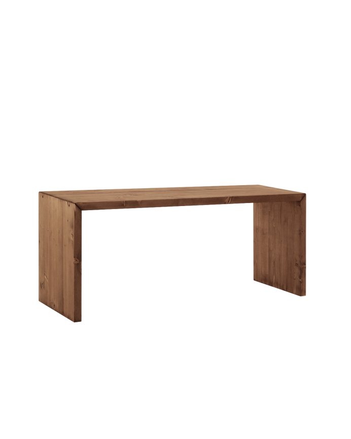 Mesa de centro de madera maciza en tono nogal de 109,4x45x35cm