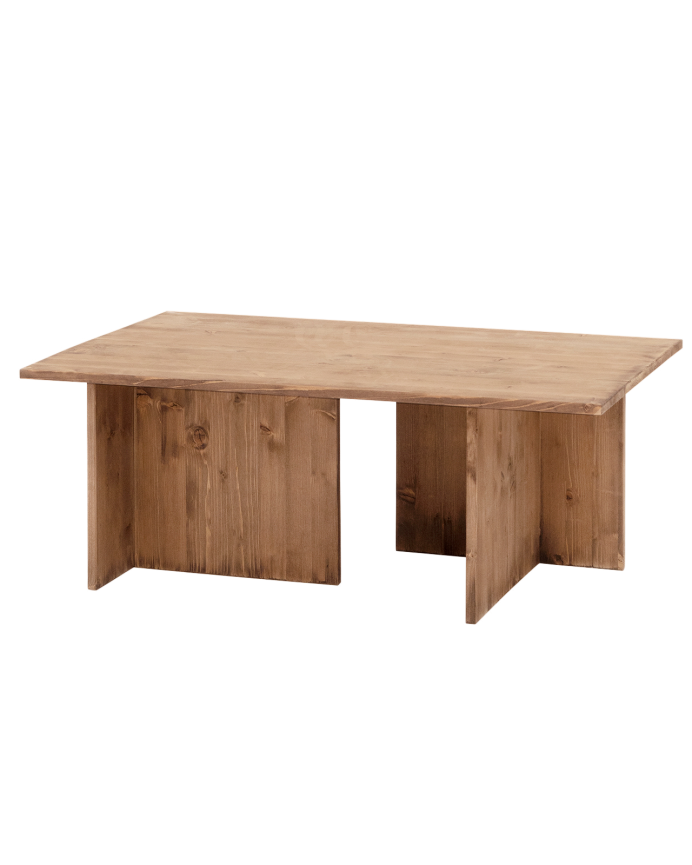 Mesa de centro de madera maciza tono roble oscuro 40x100cm