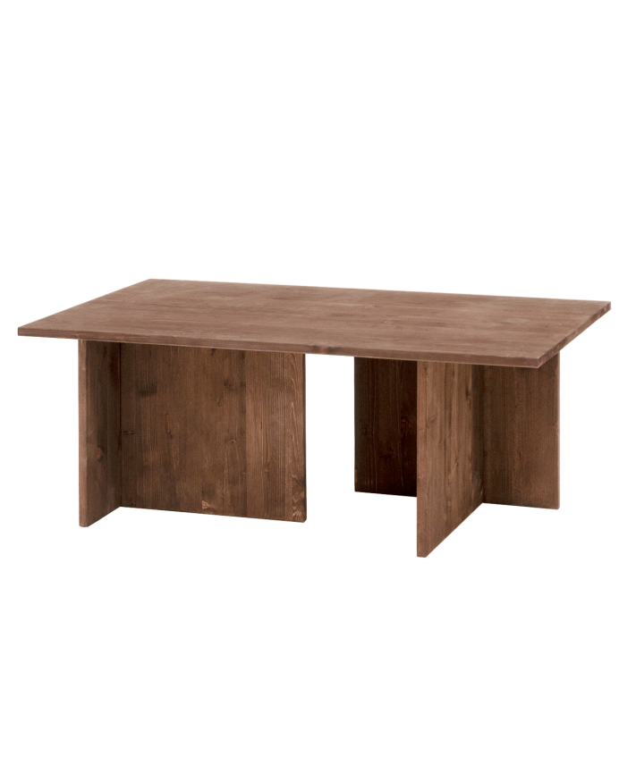 Mesa de centro de madera maciza tono nogal 40x100cm