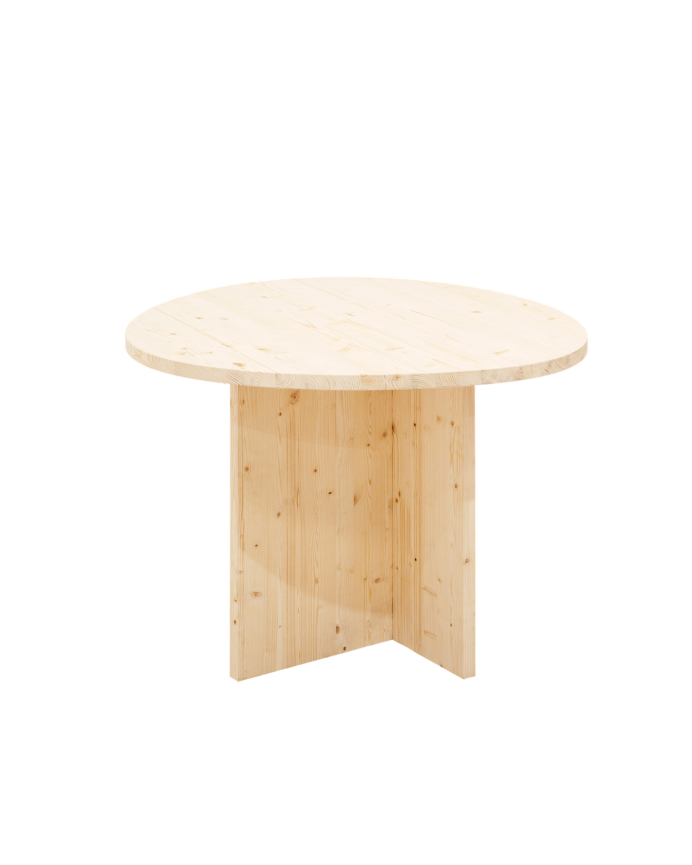 Mesa de comedor de madera maciza en tono natural de 100cm