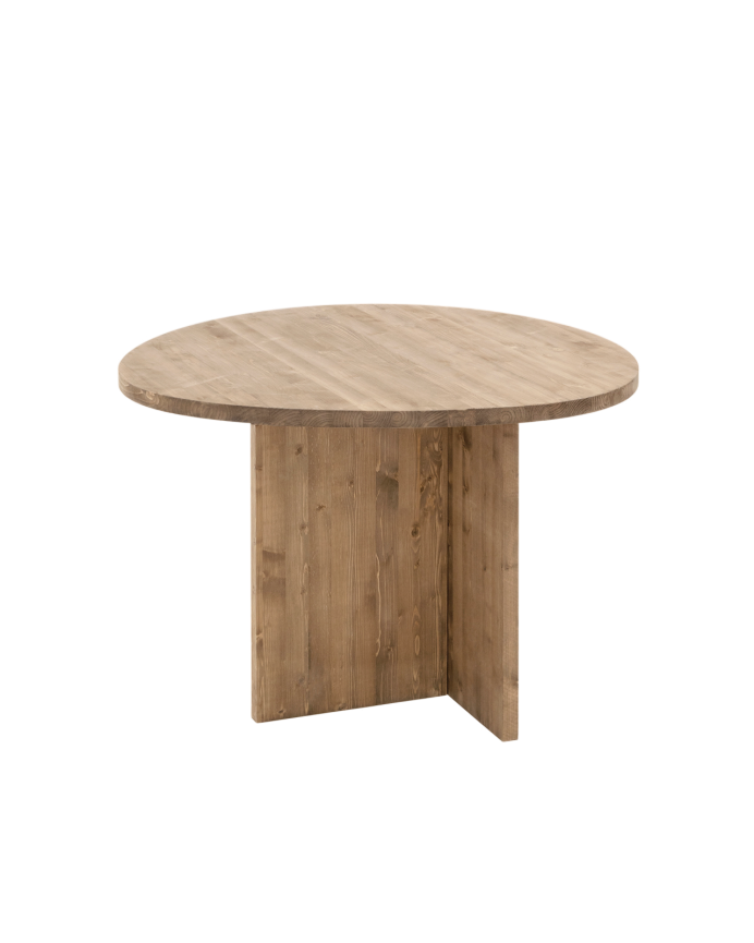 Mesa de comedor de madera maciza en tono roble oscuro de 100cm