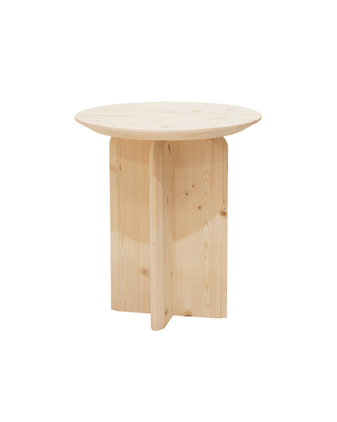 Mesa auxiliar de madera maciza en tono natural de 50x45cm