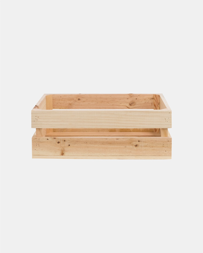 Caja de madera maciza en tono natural mediana