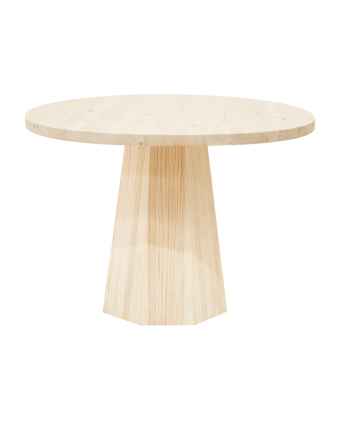 Mesa de comedor redonda de madera maciza en tono natural de Ø115