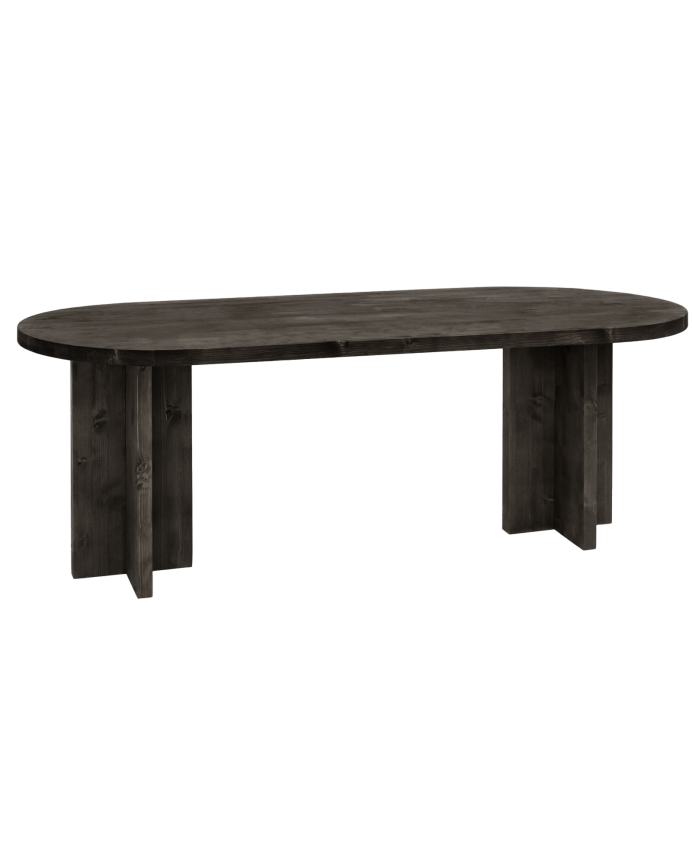 Mesa de comedor de madera maciza ovalada en tono negro de varias medidas