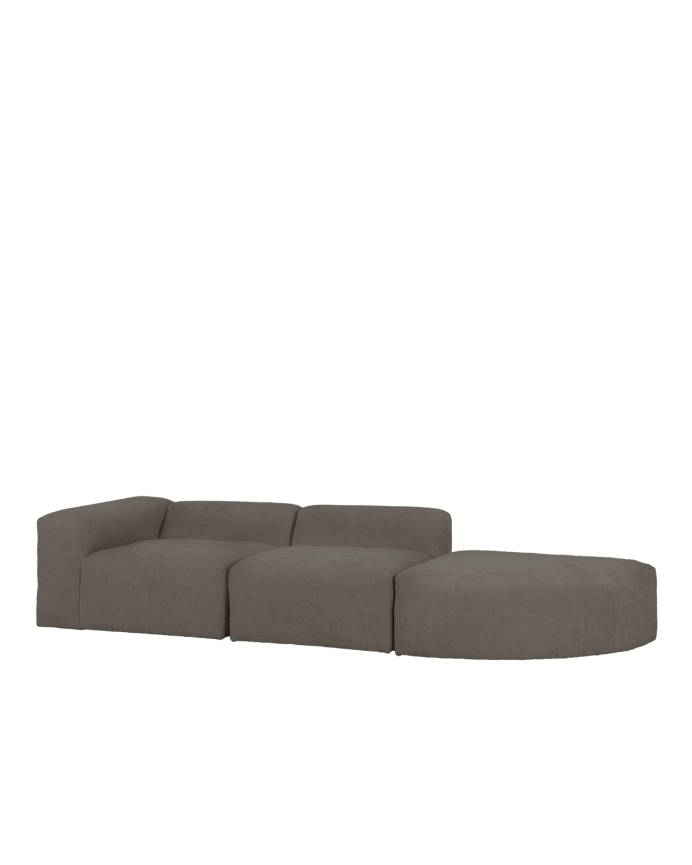 Sofá de 3 módulos con curva de bouclé color gris oscuro 320x110cm