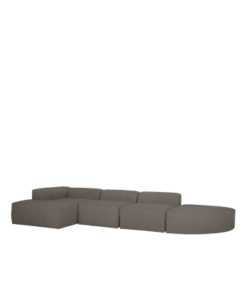 Sofá de 4 módulos curvo con chaise longue de bouclé color gris oscuro 410x172cm