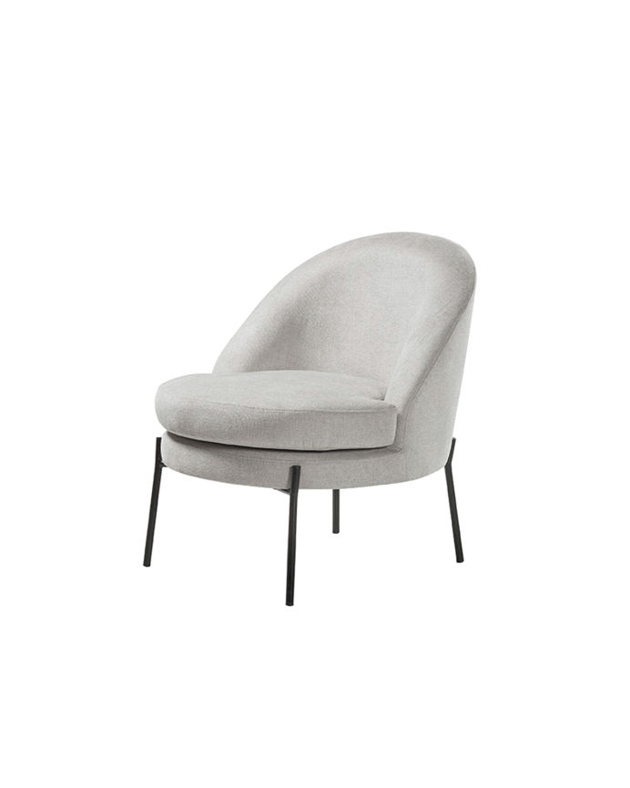 Butaca de metal con asiento de espuma y fibra en color gris de 78x71cm