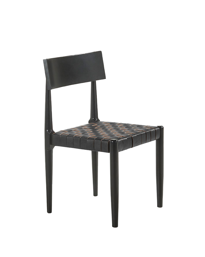 Silla de madera maciza en tono negro de 77,5cm