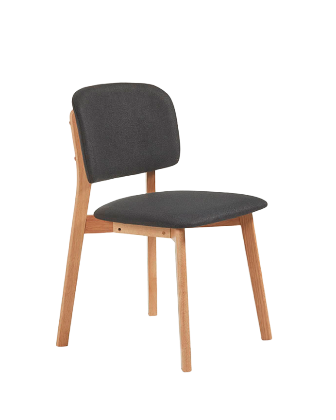 Silla de madera maciza con asiento tapizado en tono natural de 79cm