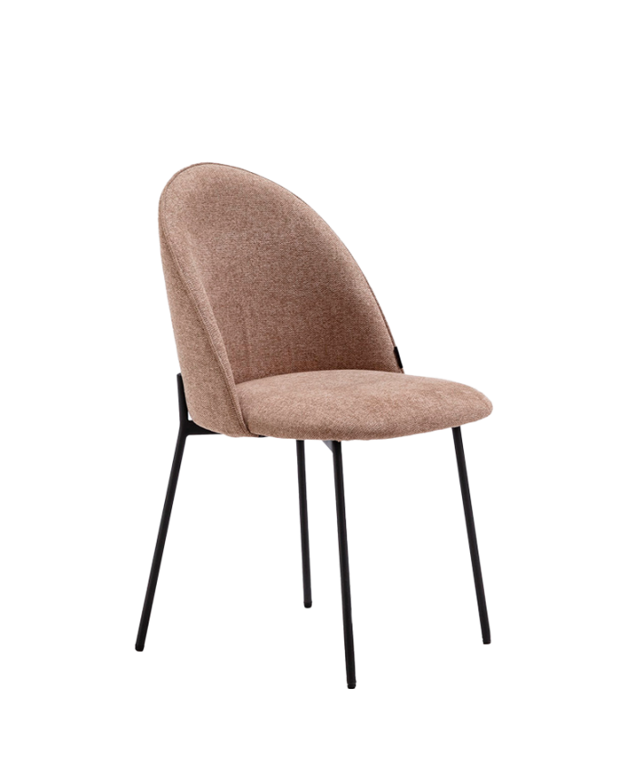 Silla de tela color beige con patas de metal negro de 84cm