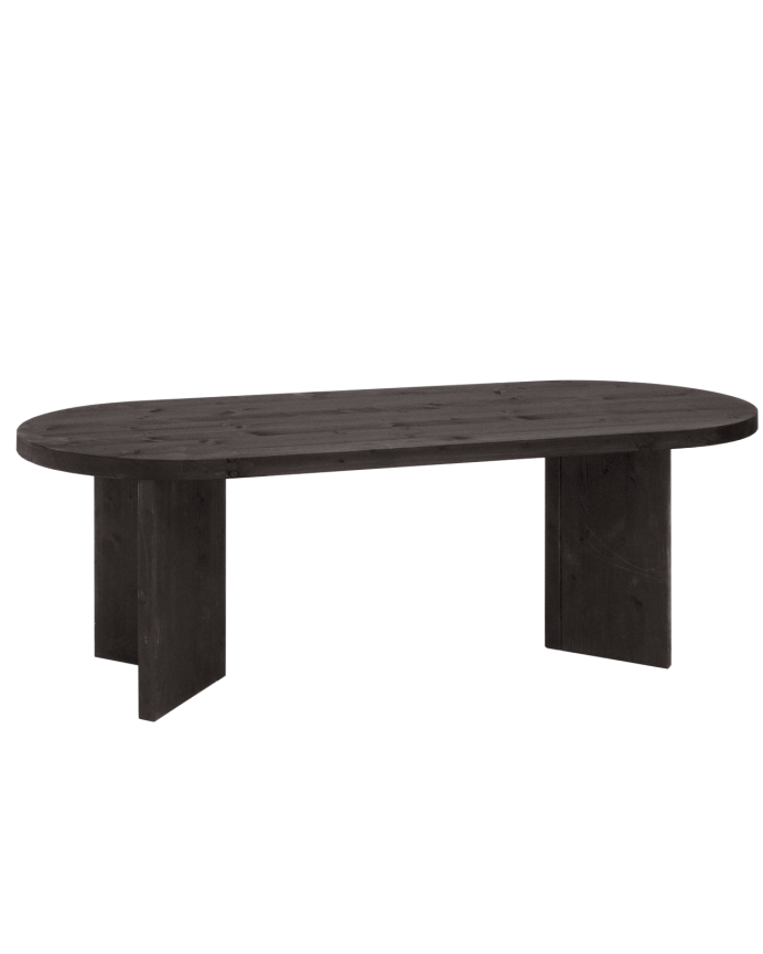 Mesa de centro de madera maciza en tono negro de 120cm