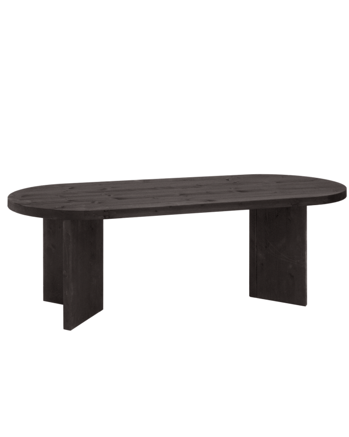 Mesa de comedor de madera maciza en tono negro de varias medidas