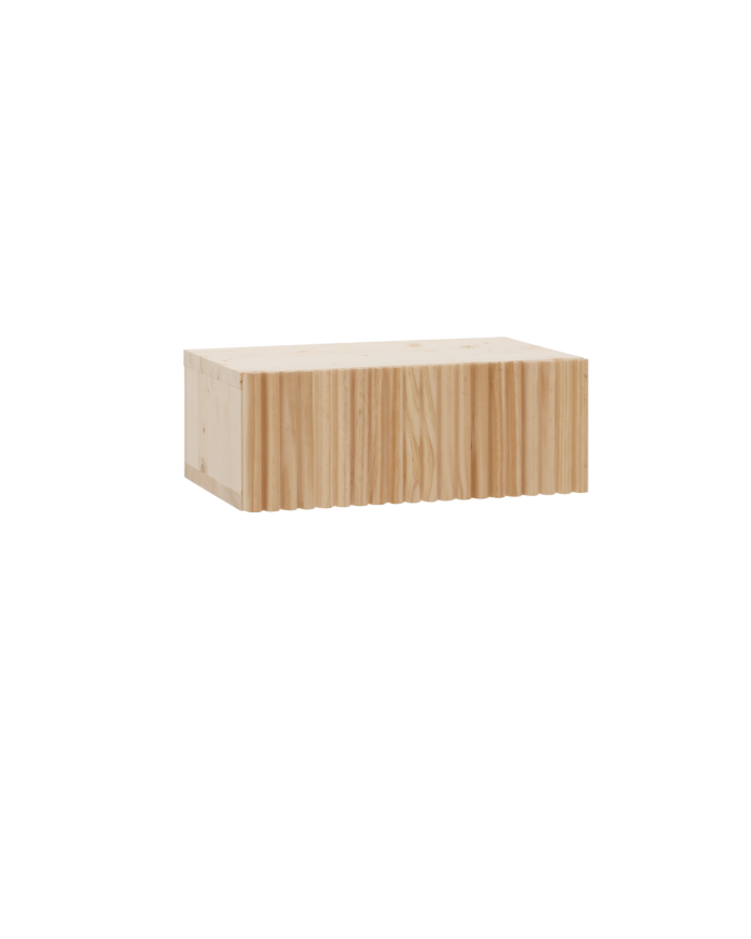 Mesita de noche de madera maciza flotante en tono natural de 40cm