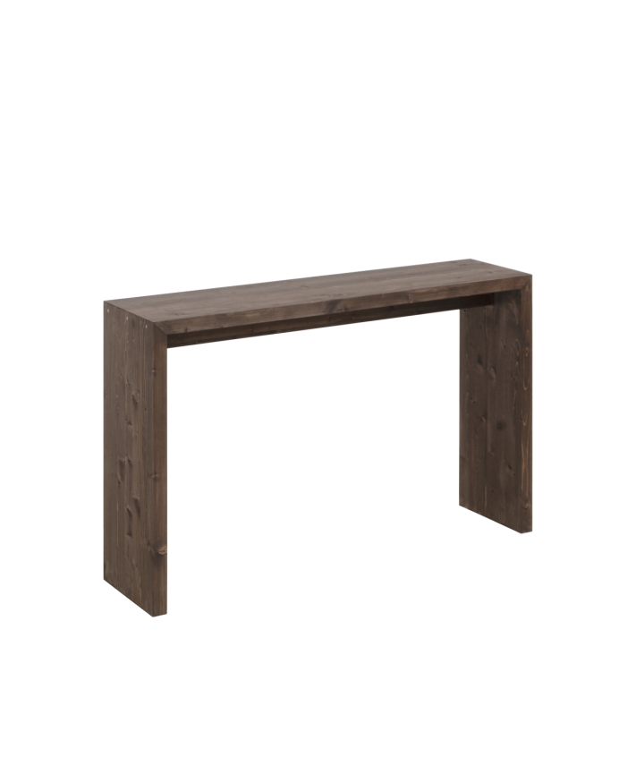 Consola de madera maciza en tono nogal de 120x80cm