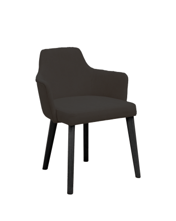 Silla tapizada de color negro con patas de madera en tono negro de 95cm