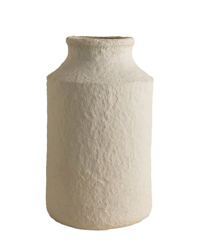 Jarrón de papel maché blanco de 44cm