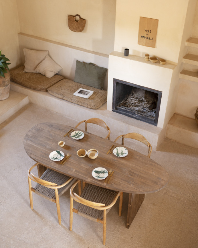 Mesa de comedor de madera maciza en tono roble oscuro de varias medidas