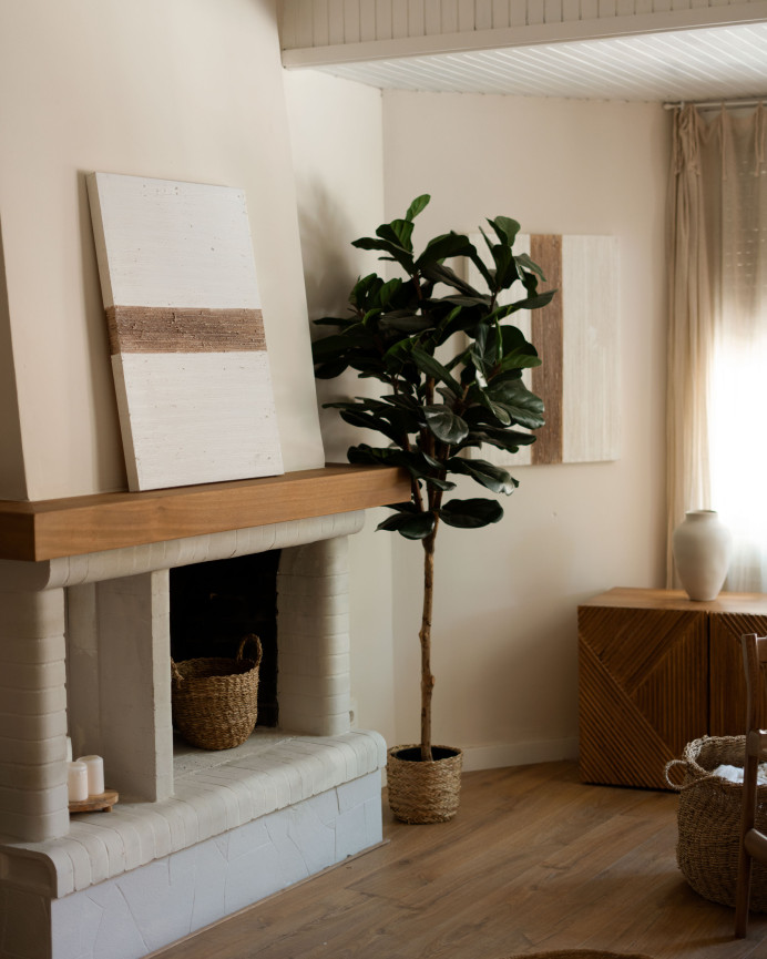 Cuadro blanco y marrón decorativo sobre algodón con bastidor de madera pintado a mano con pintura óleo en varias medidas