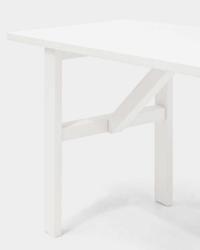 Banqueta de madera maciza en tono blanco de 120x45cm