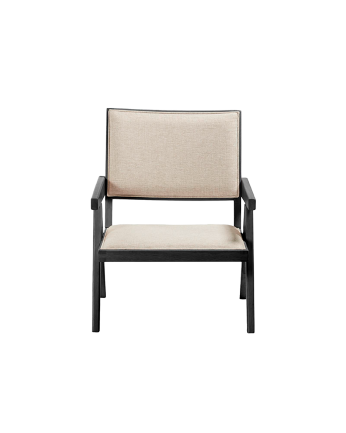 Butaca de madera maciza con asiento de espuma y fibra en color negro de 75x61cm