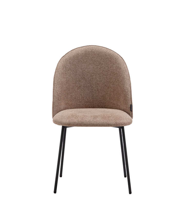 Silla de tela color beige con patas de metal negro de 84cm