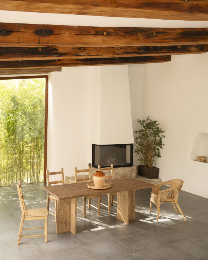 Mesa de comedor de madera maciza en tono roble oscuro de varias medidas