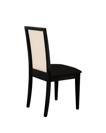 Silla tapizada de color negro con patas de madera en tono negro de 95,5cm