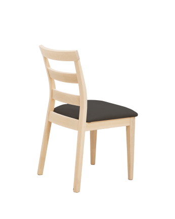 Silla tapizada de color gris marengo con patas de madera en tono natural de 89cm