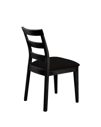 Silla tapizada de color negro con patas de madera en tono negro de 89cm