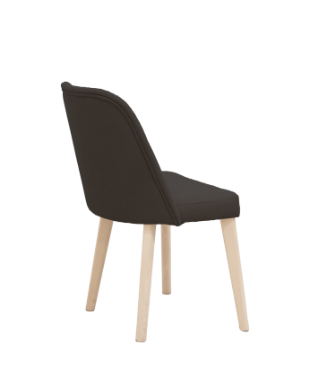 Silla tapizada de color gris marengo con patas de madera en tono natural de 87cm